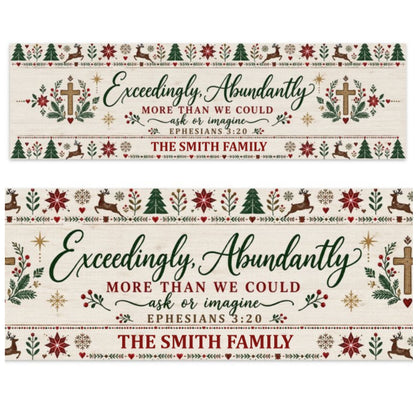 Exceedingly Abundantly More Than We Could Ask Or Imagine, Christian Christmas Gift For Family | Personalized Table Runner
