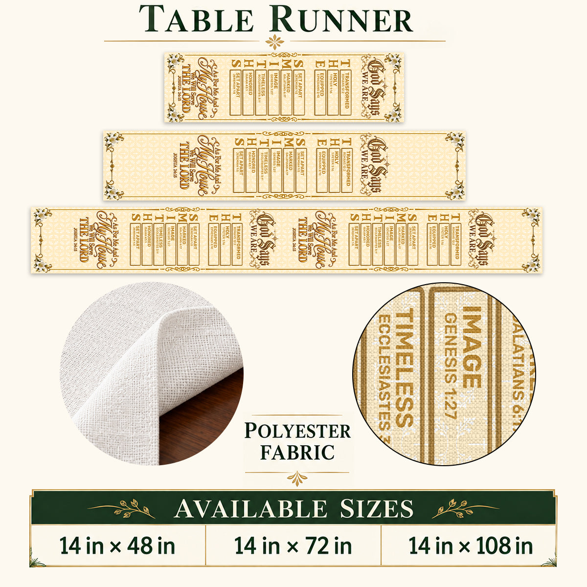 As For Me And My House We Will Serve The Lord, Christian Gifts For Family | Personalized Table Runner