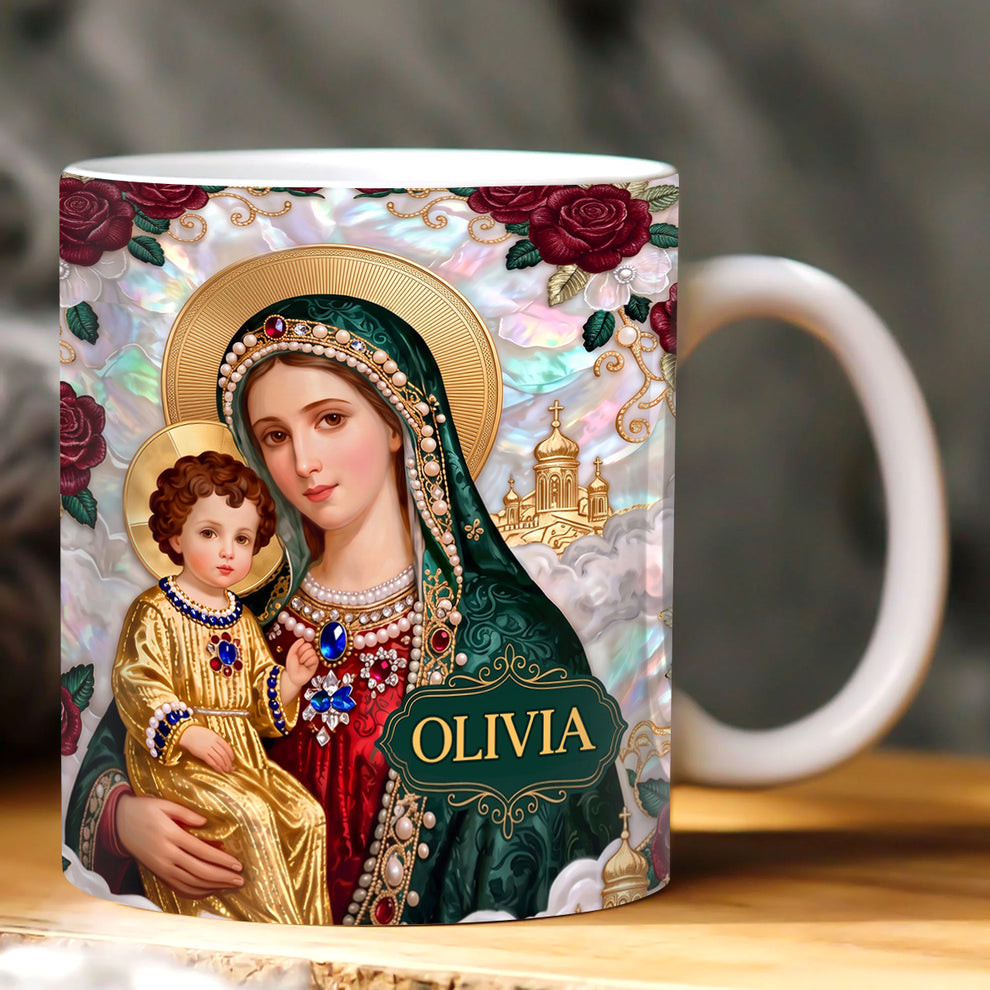 Our Lady Of Grace And Child, Gift For Mom | Personalized Ceramic Coffee Mug