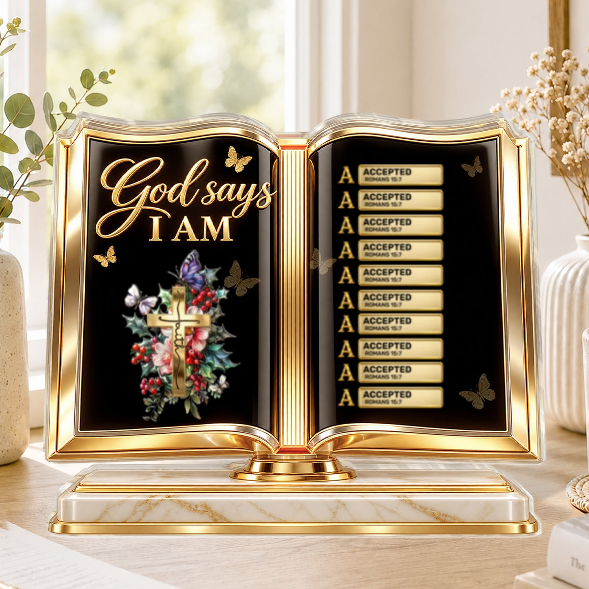 God Says I Am, Gift For Loved One | Personalized Custom Shaped Acrylic Plaque