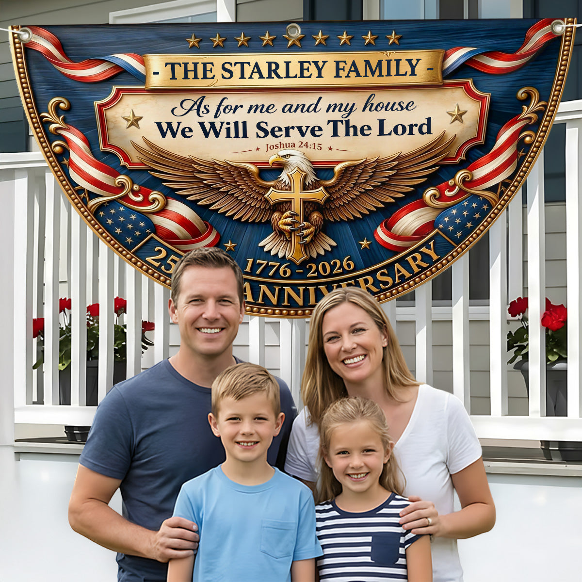 As For Me And My Family We Will Serve The Lord - Personalized Non-Pleated Fan Flag