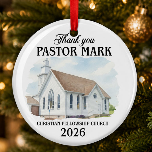Thank You Pastor, Gift For Pastor | Personalized Round Shaped Ceramic Ornament