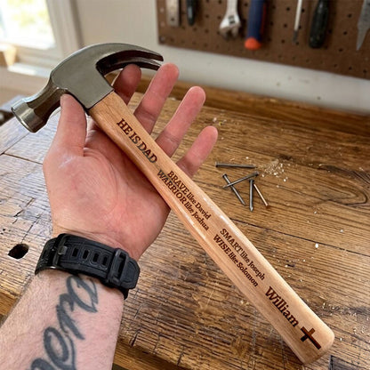 Dad Strong Wise Faithful Leader - Personalized Wooden Hammer
