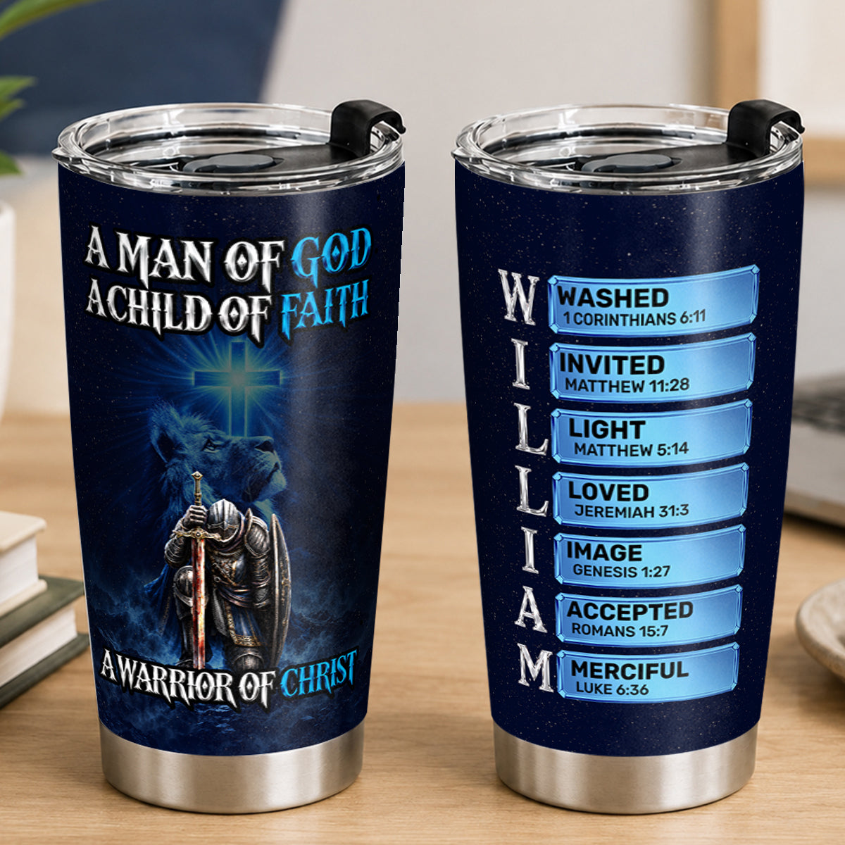 A Man Of God, Gift For Men | Personalized Stainless Steel Tumbler