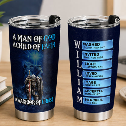 A Man Of God, Gift For Men | Personalized Stainless Steel Tumbler