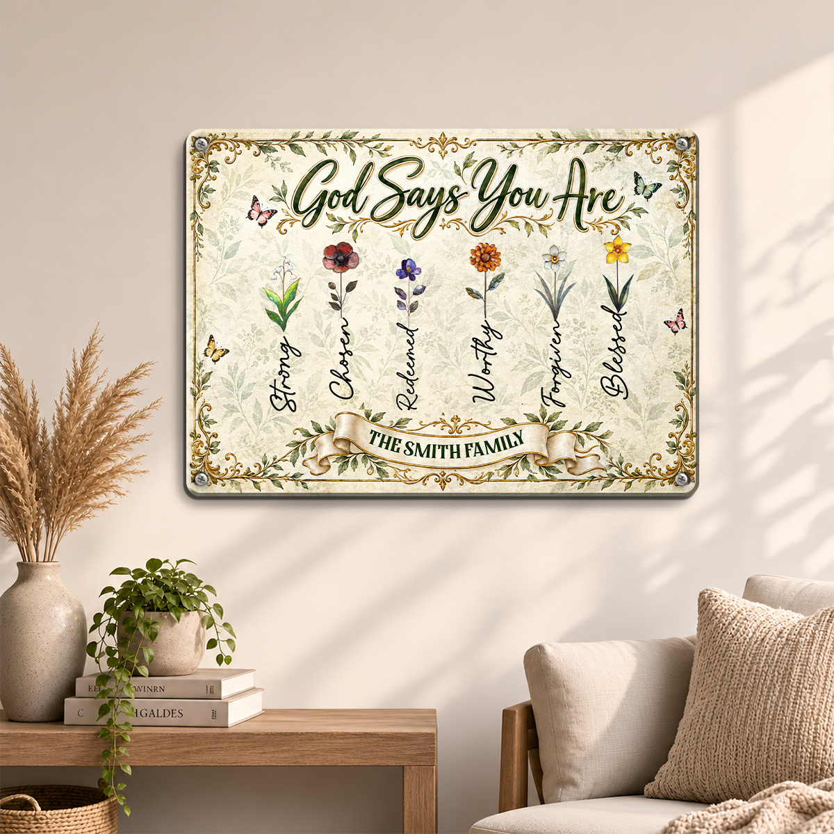 God Says You Are, Gift For Family | Personalized Metal Sign