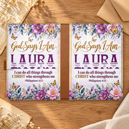 God Says I Am, Gift For Women | Personalized Leather Notebook & Pen Set