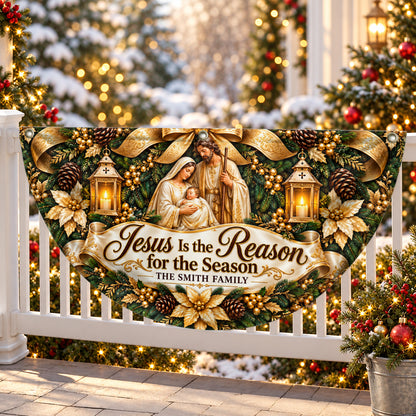 Jesus Is The Reason For The Season, Gift For Family | Personalized Non-Pleated Fan Flag