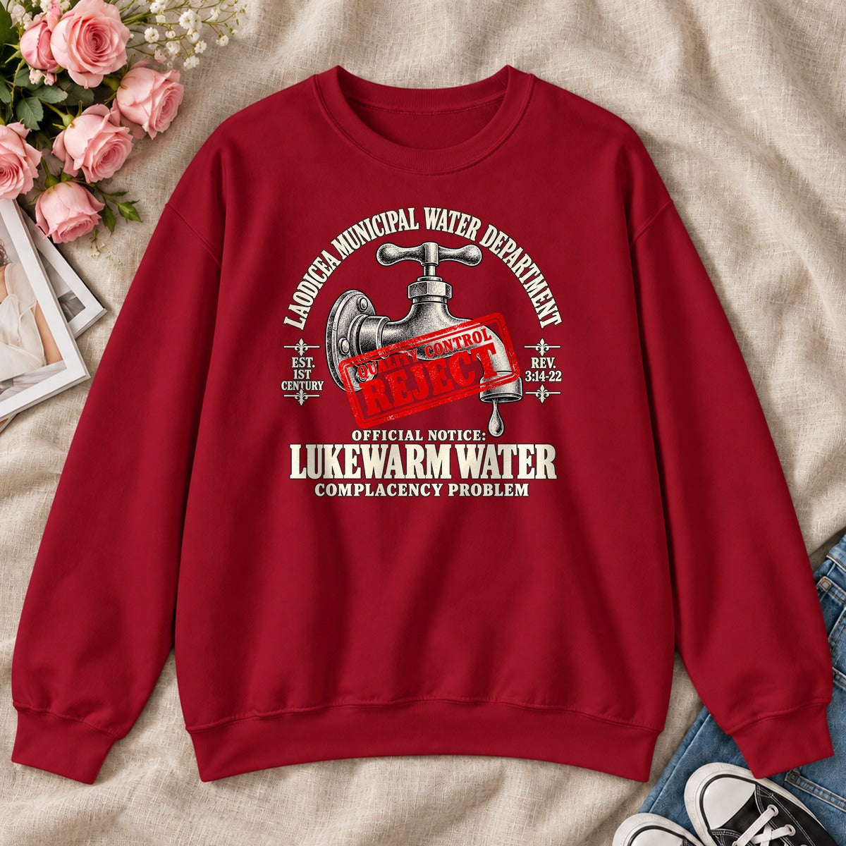 Laodicea Municipal Water Department Lukewarm Water Complacency Problem, Gift For Bible Study Lovers - 2D Unisex Sweatshirt