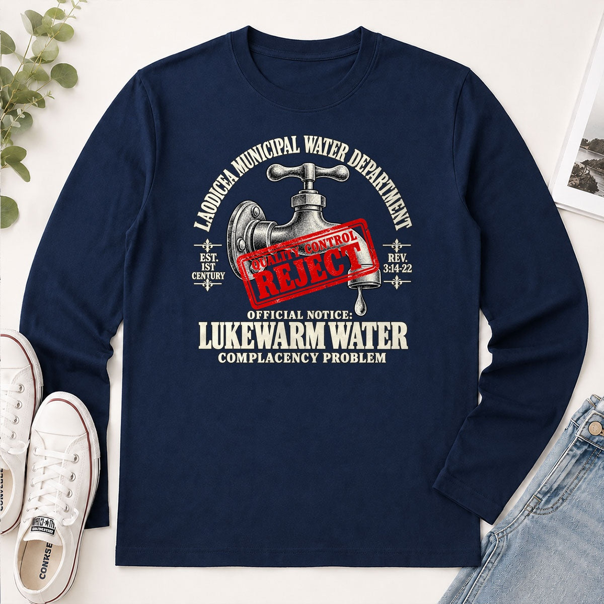 Laodicea Municipal Water Department Lukewarm Water Complacency Problem, Gift For Christian - 2D Unisex Long Sleeve