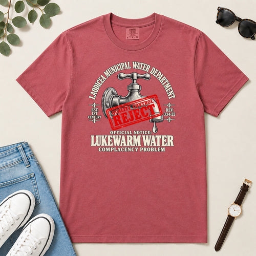 Laodicea Municipal Water Department Lukewarm Water, Gift For Bible Study Lovers - 2D Unisex Garment-dyed T-shirt