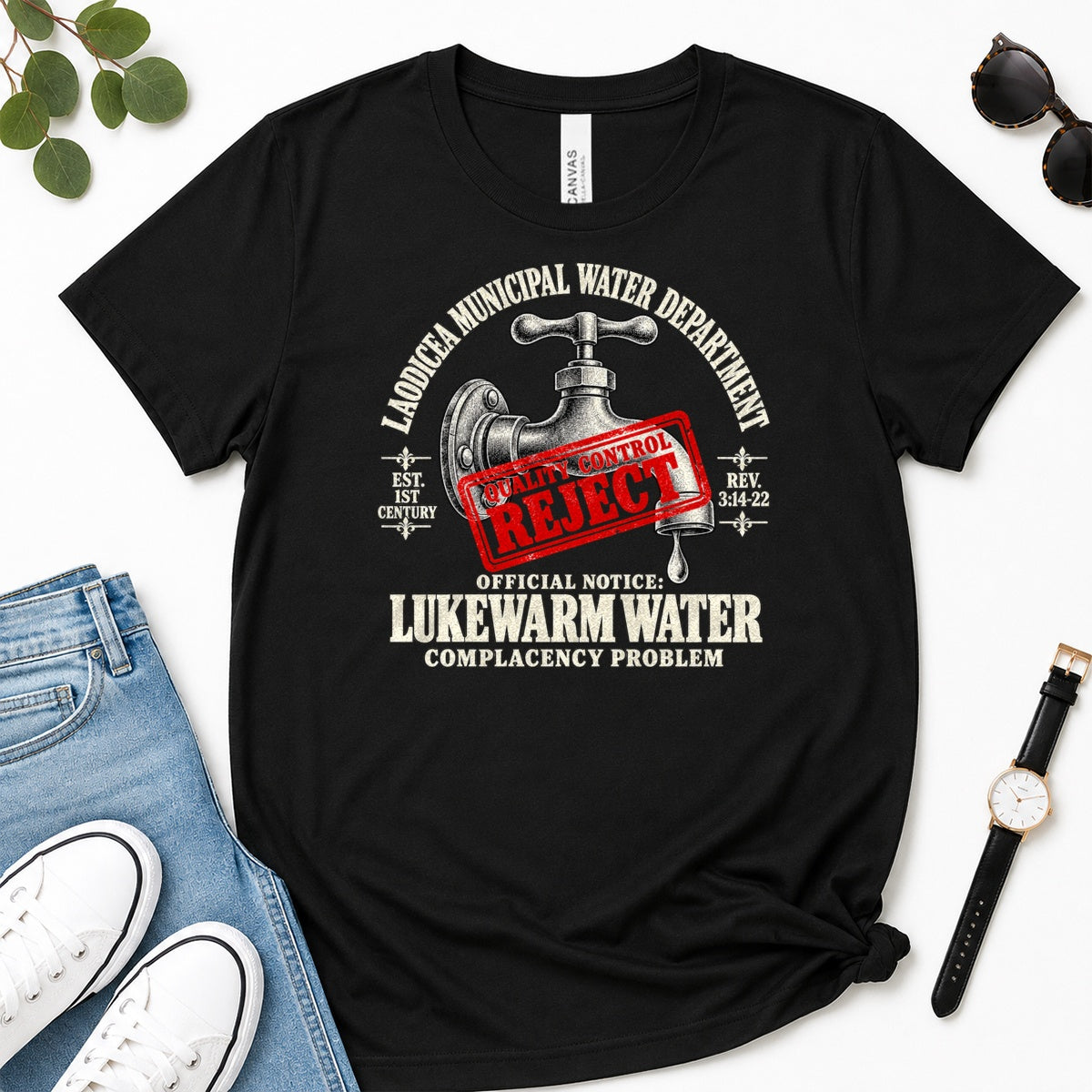 Laodicea Municipal Water Department Lukewarm Water, Gift For Bible Study Lovers - 2D Unisex Premium T-shirt