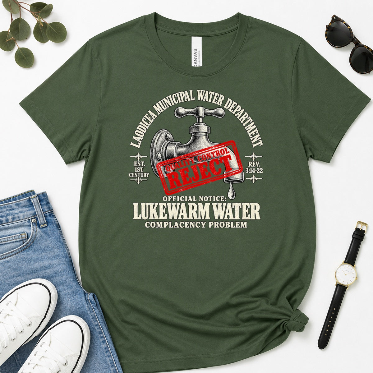 Laodicea Municipal Water Department Lukewarm Water, Gift For Bible Study Lovers - 2D Unisex Premium T-shirt