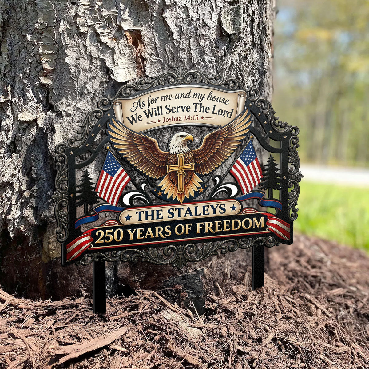 As For Me And My House We Will Serve The Lord | Personalized Metal Garden Stake