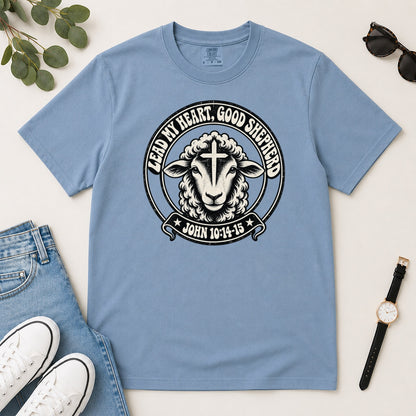 Lead My Heart Good Shepherd, Gift For Christian Pastor - 2D Unisex Garment-dyed T-shirt