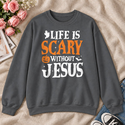 Life Is Scary Without Jesus, Gift For Christian Halloween Lovers - 2D Unisex Sweatshirt