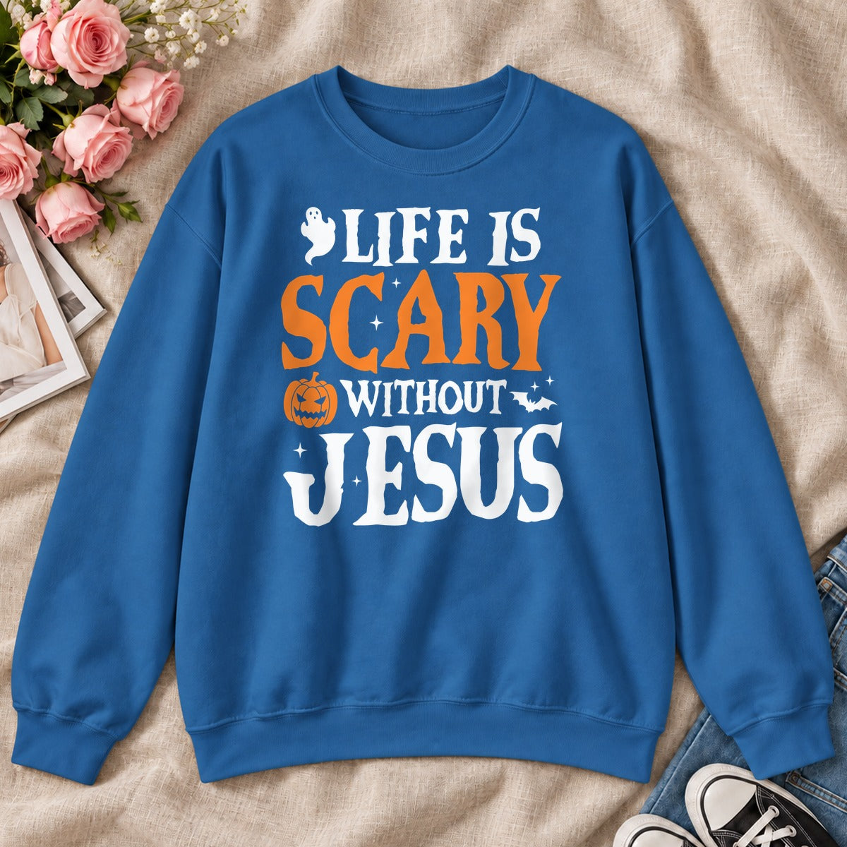 Life Is Scary Without Jesus, Gift For Christian Halloween Lovers - 2D Unisex Sweatshirt