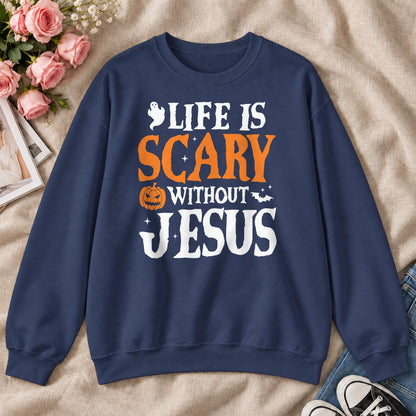 Life Is Scary Without Jesus, Gift For Christian Halloween Lovers - 2D Unisex Sweatshirt