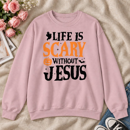 Life Is Scary Without Jesus, Gift For Christian Halloween Lovers - 2D Unisex Sweatshirt
