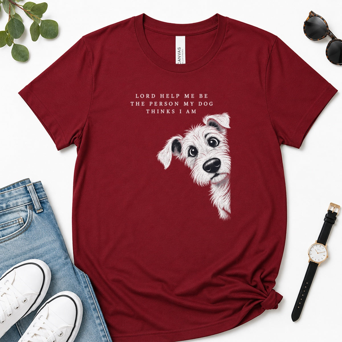 Lord Help Me Be The Person My Dog Thinks I Am, Gift For Christian Dog Lovers - 2D Unisex Premium T-shirt