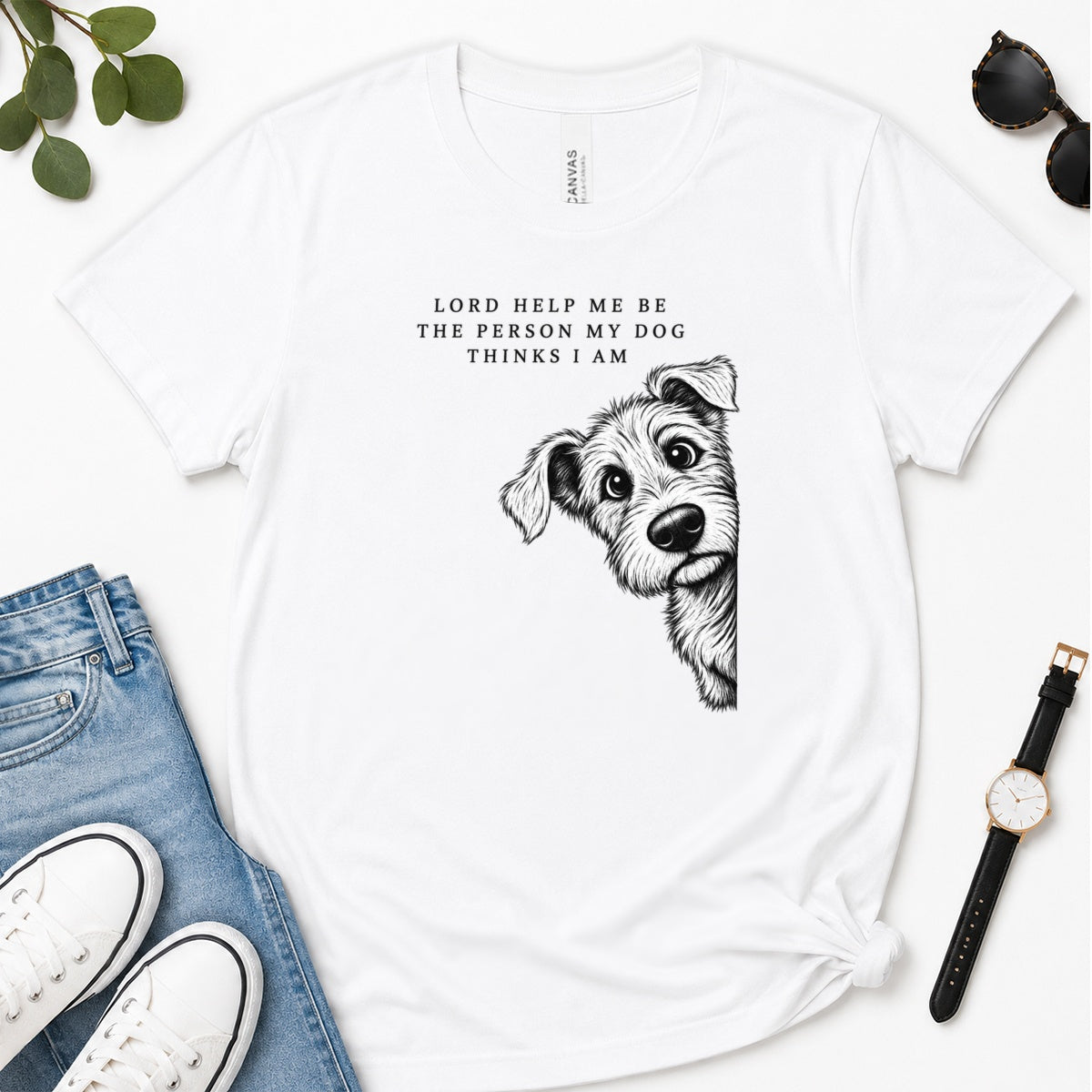 Lord Help Me Be The Person My Dog Thinks I Am, Gift For Christian Dog Lovers - 2D Unisex Premium T-shirt