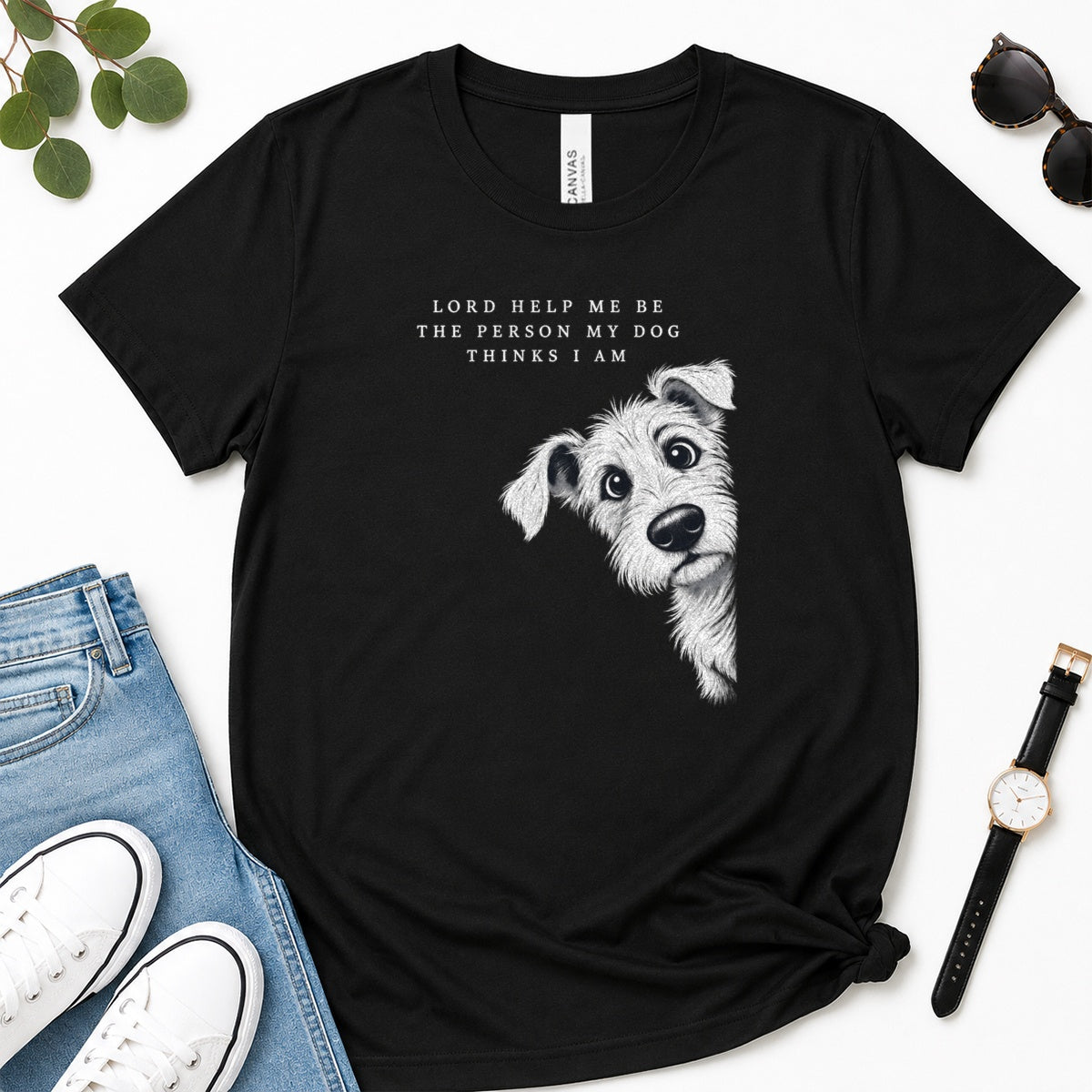 Lord Help Me Be The Person My Dog Thinks I Am, Gift For Christian Dog Lovers - 2D Unisex Premium T-shirt