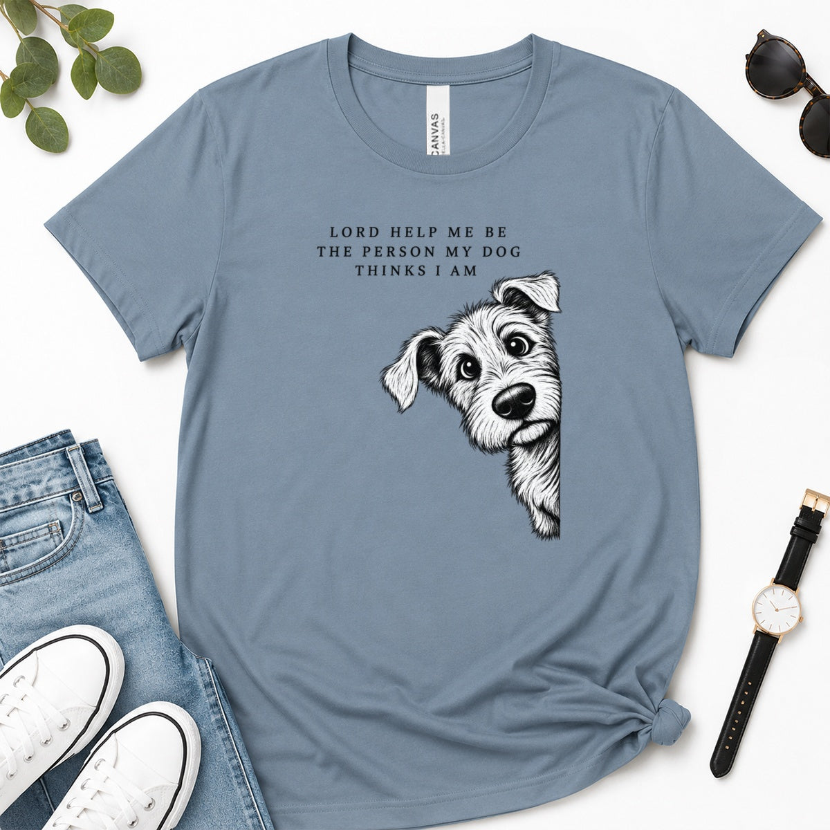 Lord Help Me Be The Person My Dog Thinks I Am, Gift For Christian Dog Lovers - 2D Unisex Premium T-shirt