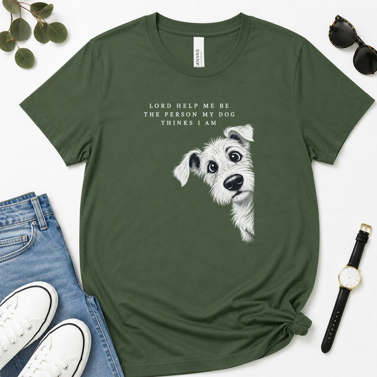 Lord Help Me Be The Person My Dog Thinks I Am, Gift For Christian Dog Lovers - 2D Unisex Premium T-shirt