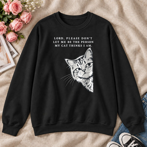 Lord Please Don't Let Me Be The Person My Cat Thinks I Am Gift For Christian Cat Lovers - 2D Unisex Sweatshirt