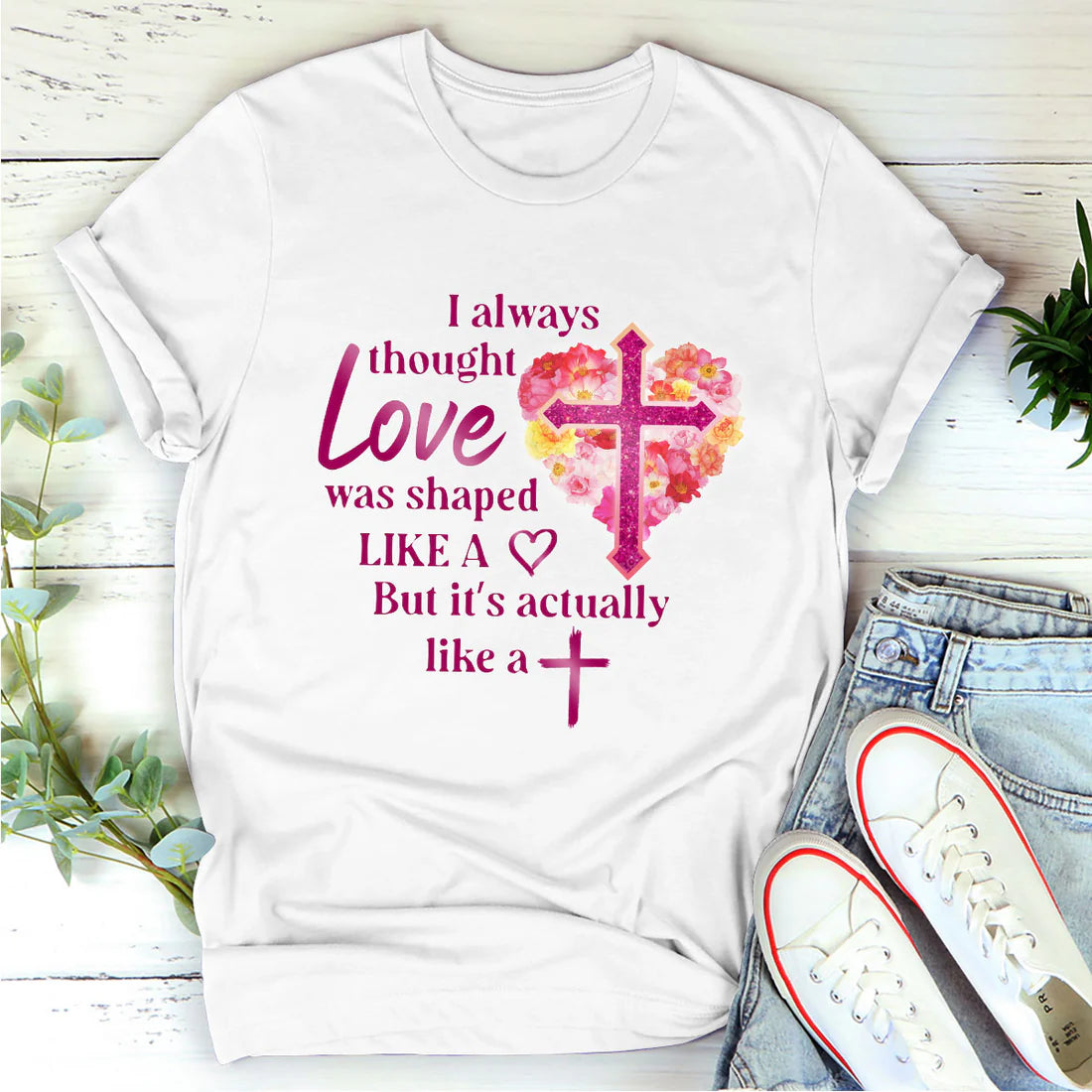 Love Is Actually Like A Cross | 2D Unisex T-shirt