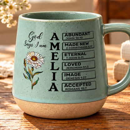 God Says I Am, Gift For Loved One | Personaliezd 12OZ Conical Coffee Mug
