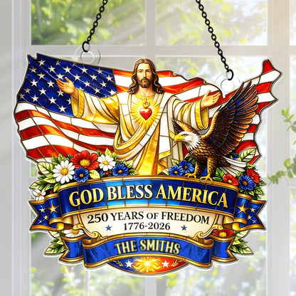 God Bless America - Personalized Acrylic Suncatcher