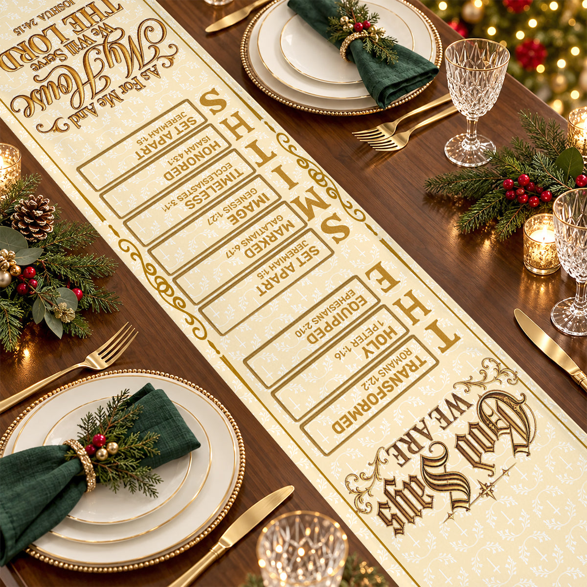 As For Me And My House We Will Serve The Lord, Christian Gifts For Family | Personalized Table Runner