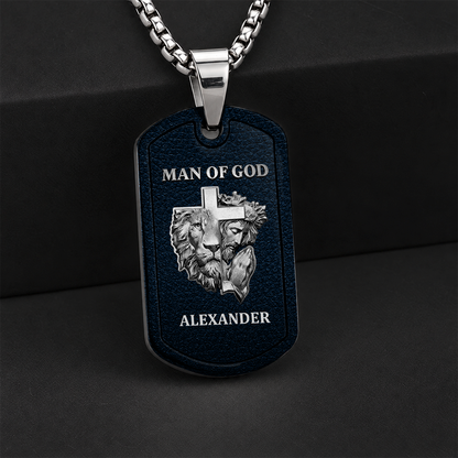 Man Of God, Christian Gifts For Husband, Dad | Personalized Dog Tag Necklace