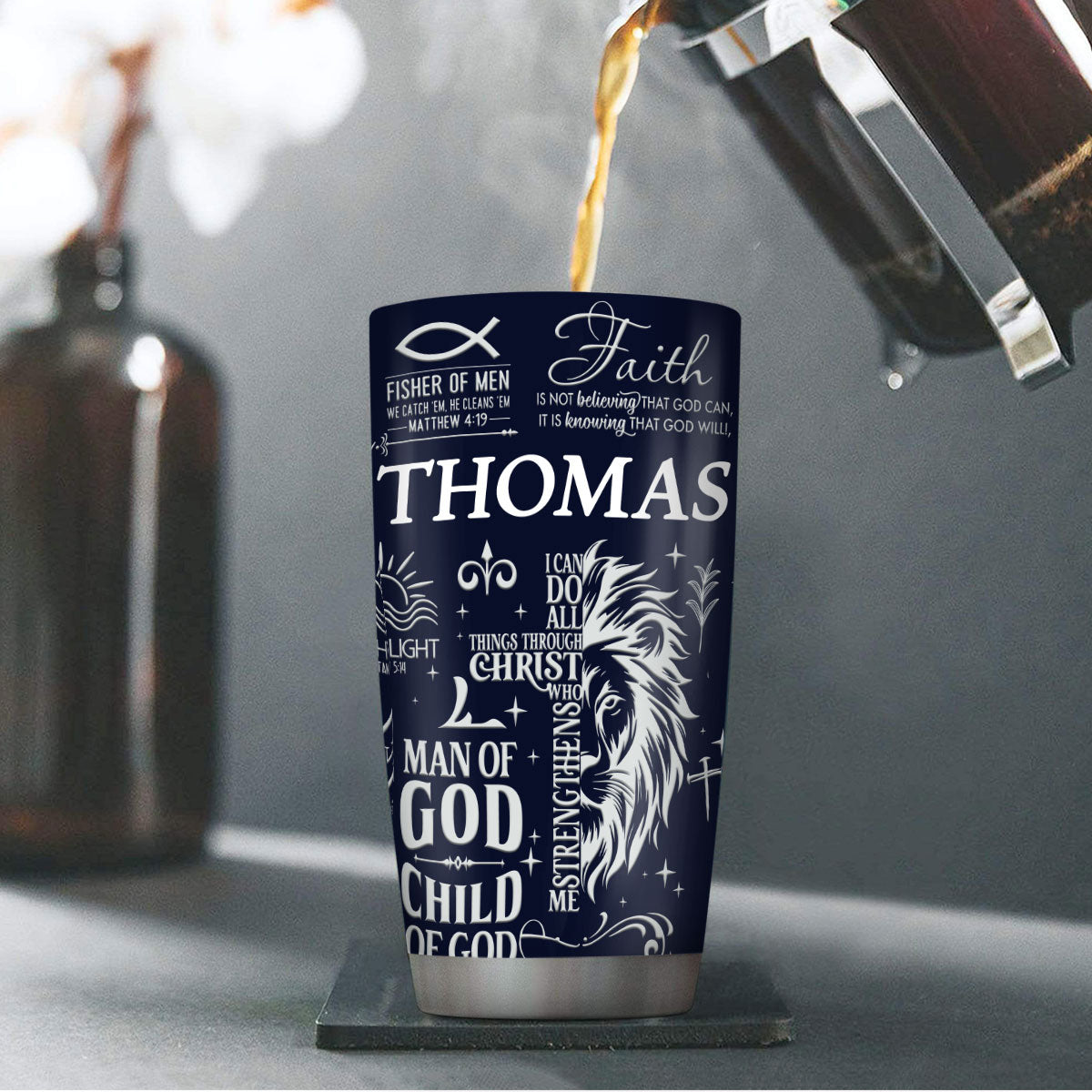 Man Of God Gift For Dad Husband Son | Personalized Stainless Steel Tumbler