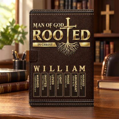 Man Of God, Gift For Men | Personalized Leather Notebook & Pen Set