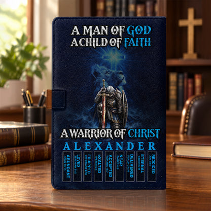 A Man Of God, Gift For Men | Personalized Leather Notebook & Pen Set