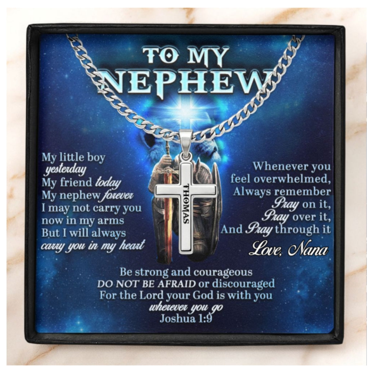To My Son, My Grandson, My Boy - Personalized Cross Link Chain