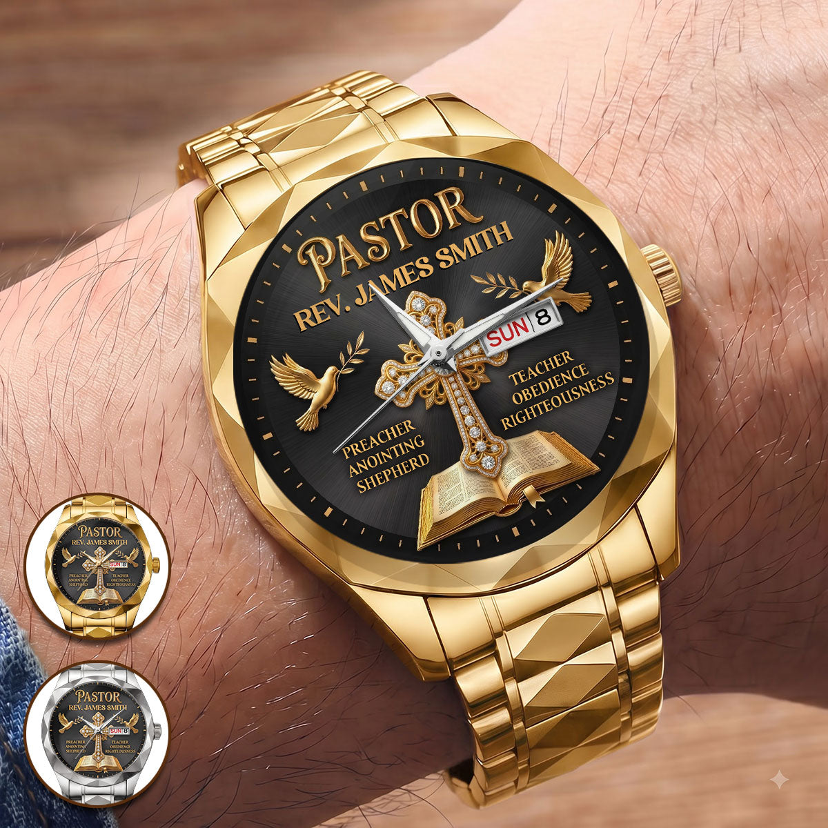 Shepherd Of Faith, Gift For Pastor - Personalized Men's Wrist Watch