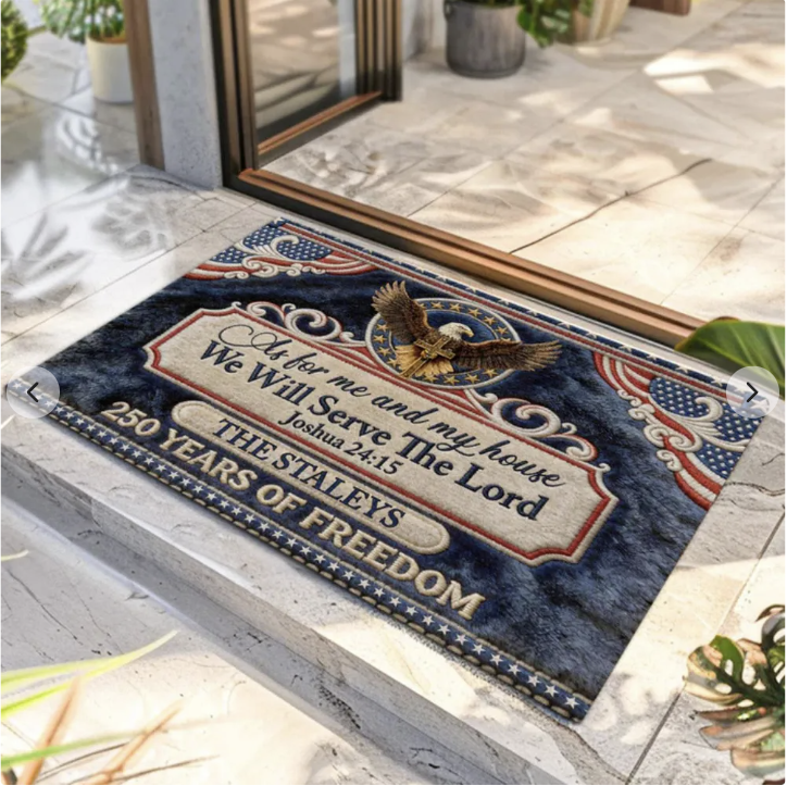 As For Me And My House We Will Serve The Lord, Gift of Faith | Personalized Doormat