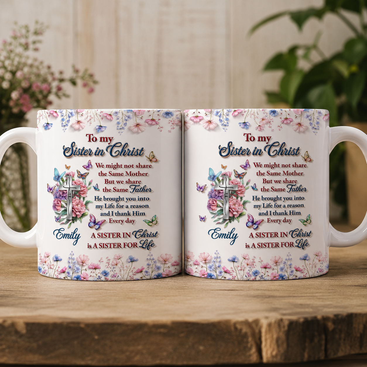 To My Sister In Christ, Gift of Sisterhood | Personalized Ceramic Coffee Mug