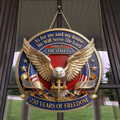 We Will Serve The Lord - Personalized Wooden Door Sign