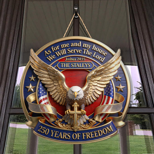 We Will Serve The Lord - Personalized Wooden Door Sign