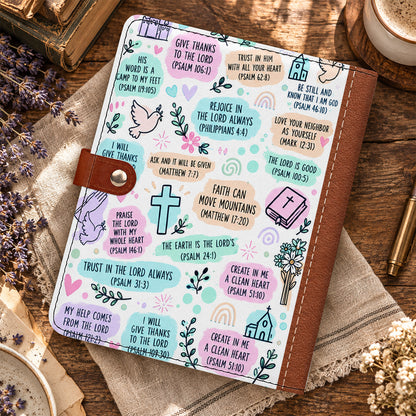 My Daily Bible Affirmations, Gift For Women | Personalized Leather Notebook Cover With Pocket