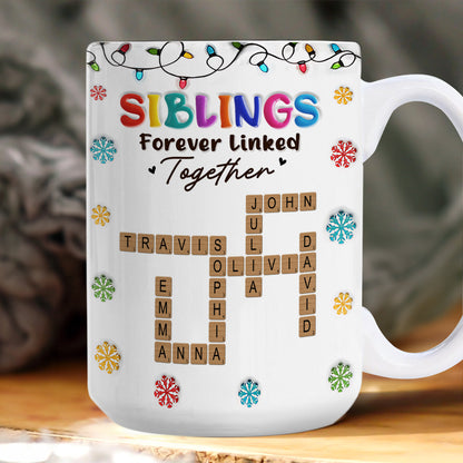 Forever Linked Together, Gift For Siblings - Personalized Ceramic Coffee Mug