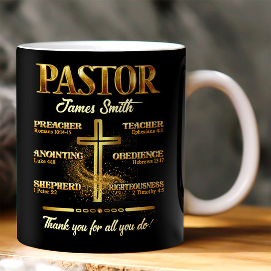 My Preacher, Teacher, & Shepherd, Gift For Pastor | Personalized Ceramic Coffee Mug