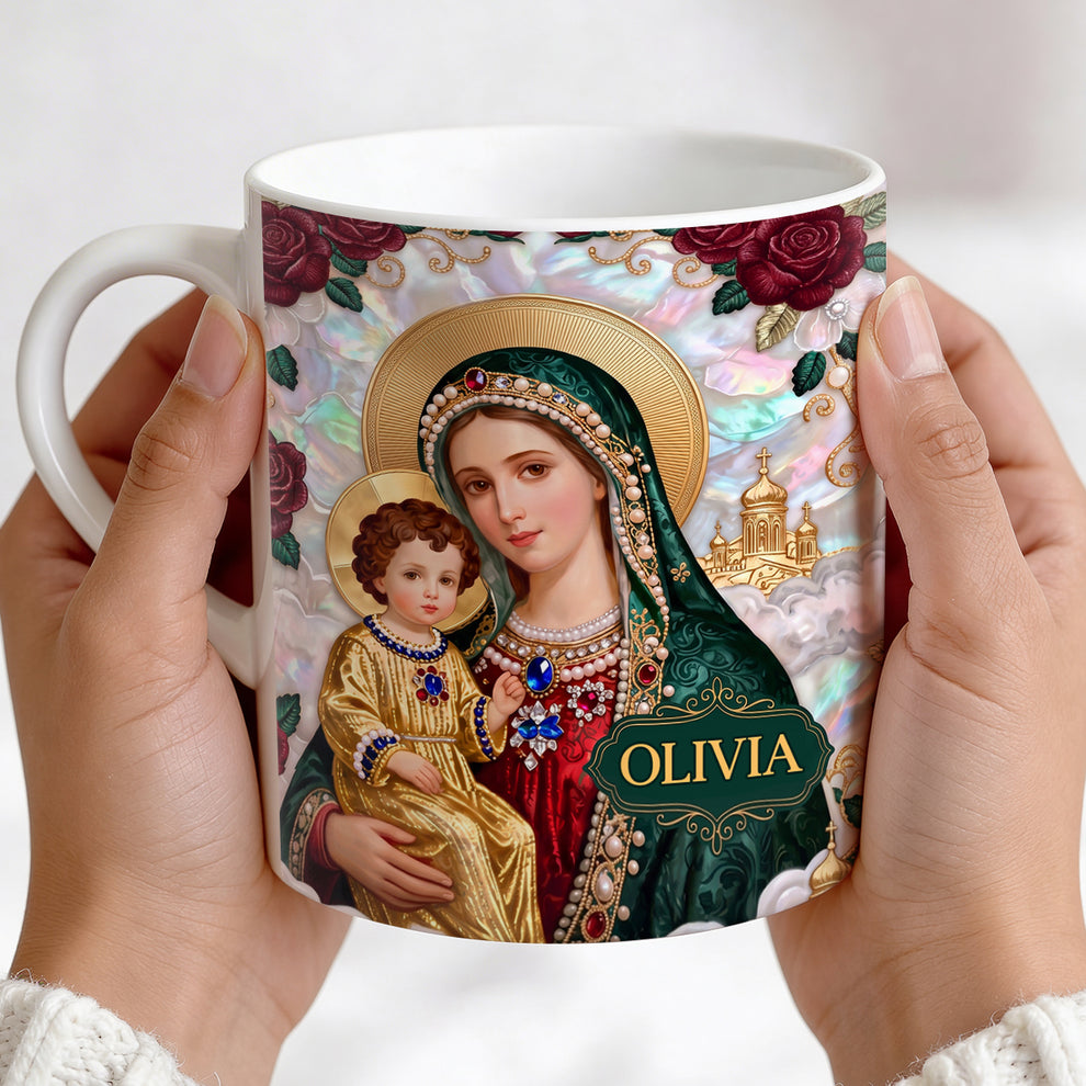 Our Lady Of Grace And Child, Gift For Mom | Personalized Ceramic Coffee Mug