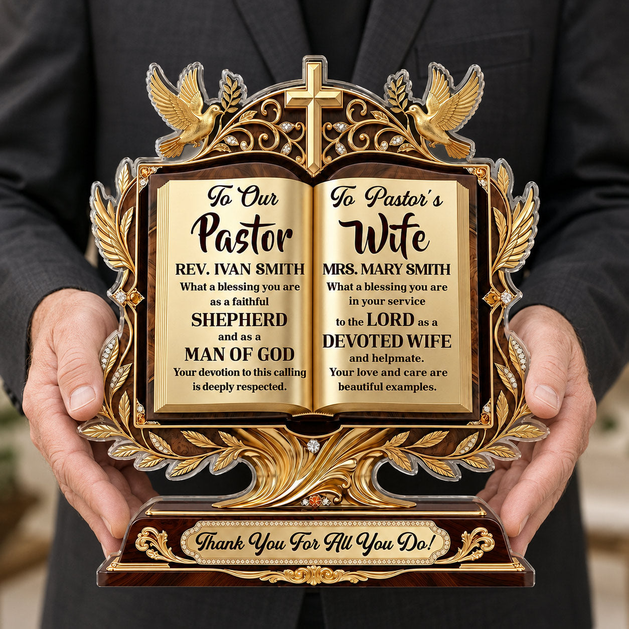 A Pastor After God's Heart, Christian Gift For Pastor | Personalized Custom Shaped Acrylic Plaque