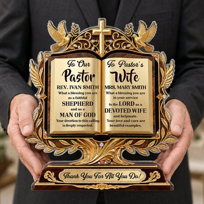 A Pastor After God's Heart, Christian Gift For Pastor | Personalized Custom Shaped Acrylic Plaque