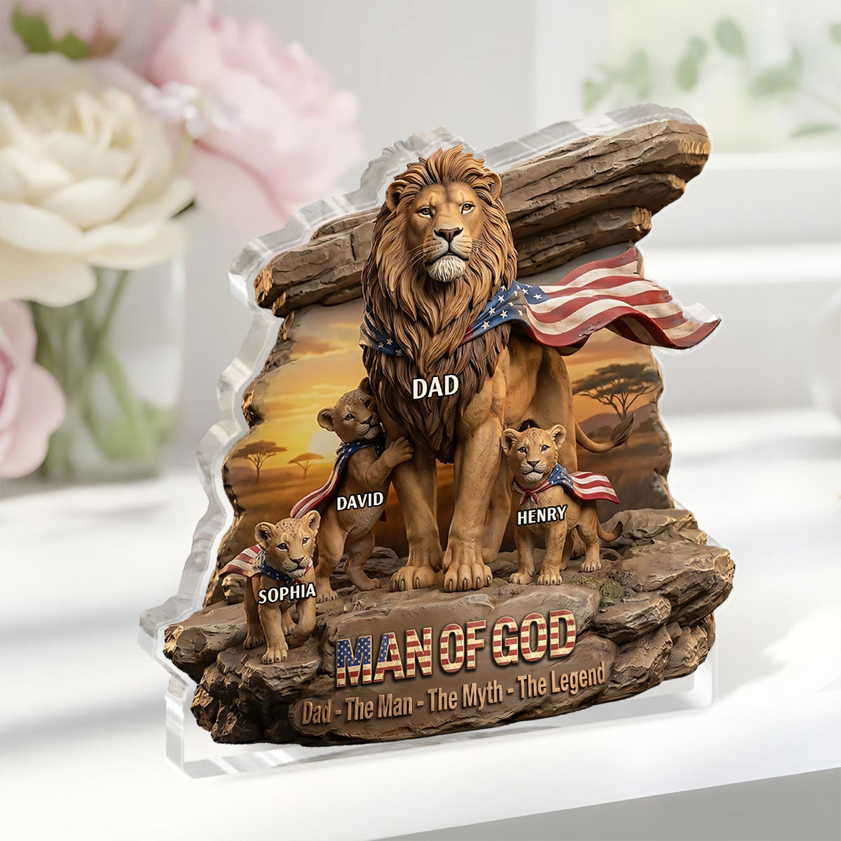Man Of God Dad The Man The Myth The Legend | Personalized Custom Shaped Acrylic Plaque